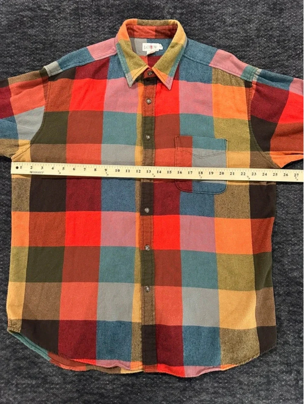 J.Crew Men’s Large Plaid Flannel Button Front Shirt Multicolor 100% Cotton